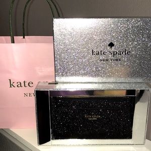 👛 Kate Spade Black Shimmy Glitter Slim Card Holder Wallet
